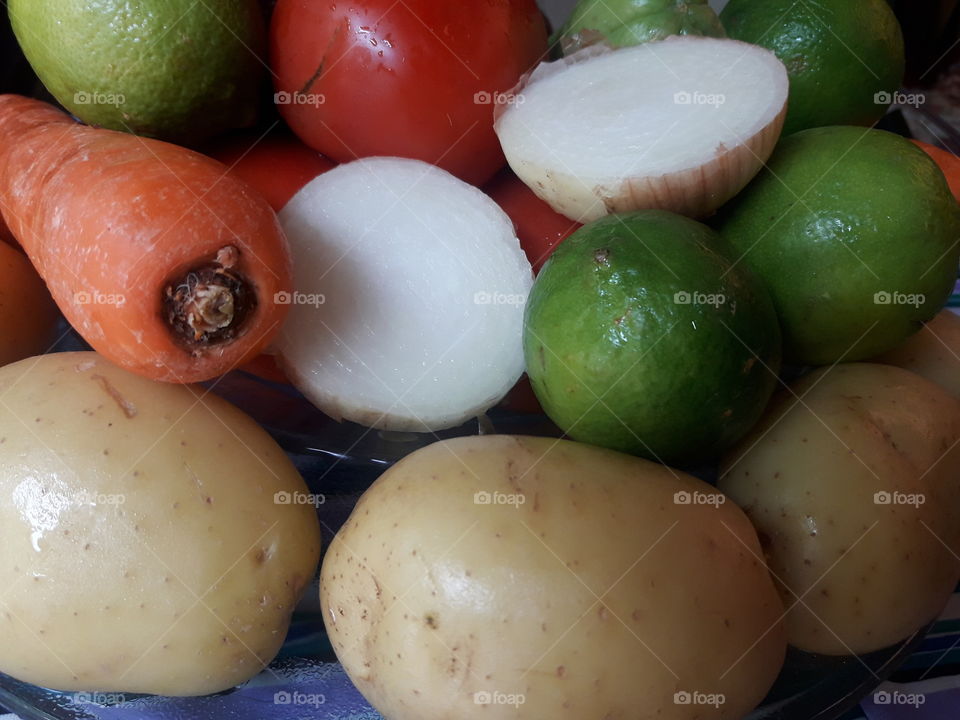 Mistura de cores com legumes