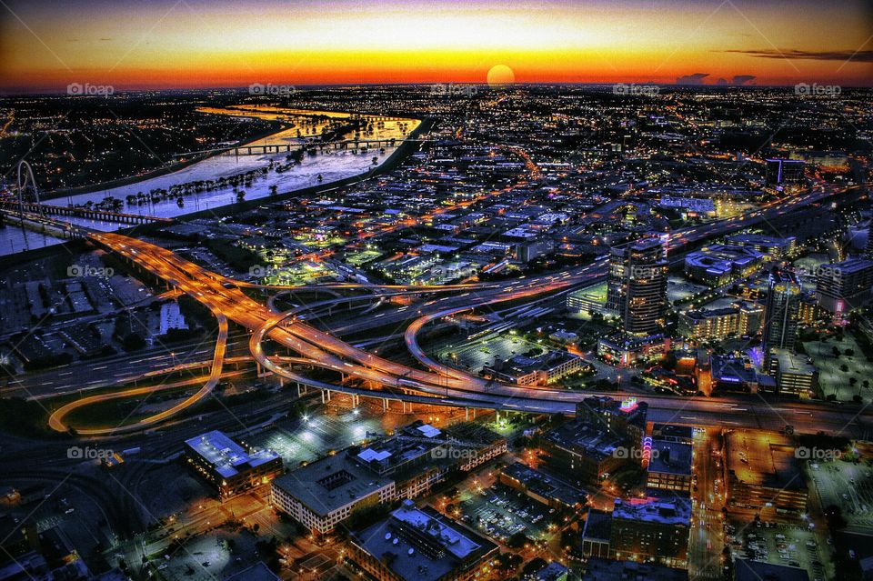 Illuminated cityscape at night