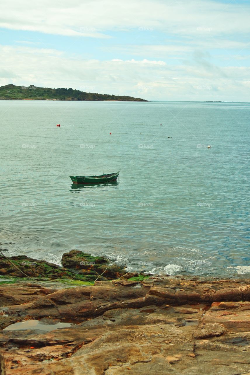 a fishing boat in the sea