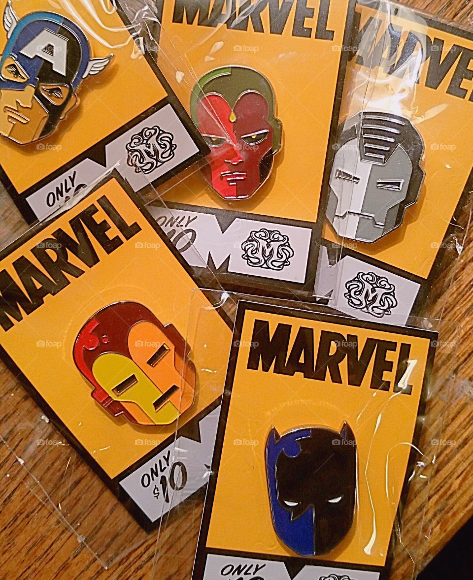 Marvel pins in packaging