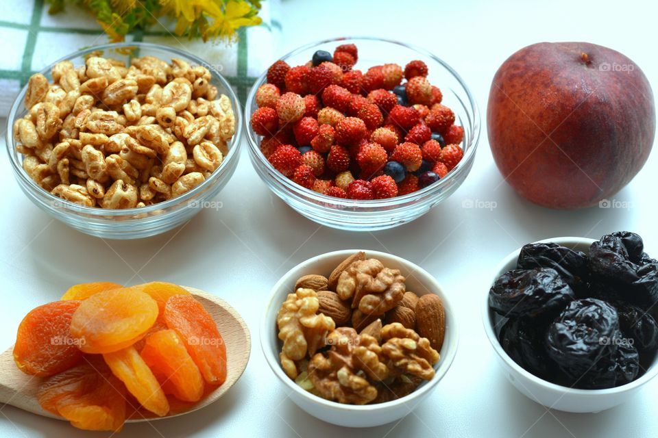 wild strawberries and fruits healthy food