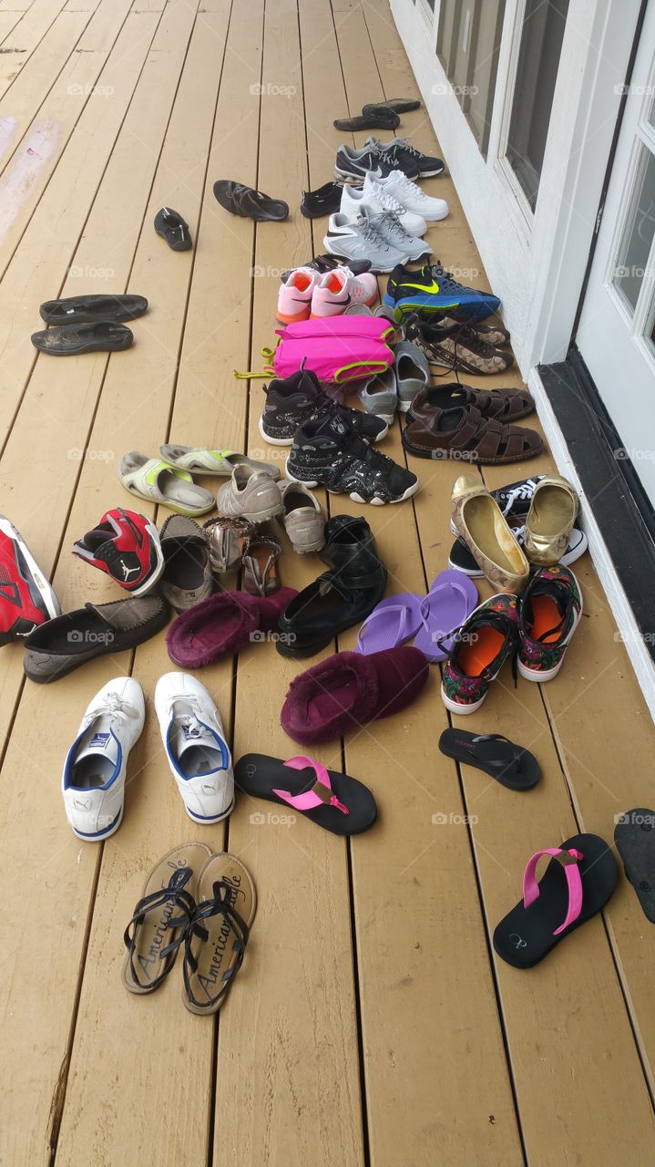 Family Reunion Shoes on the Porch
