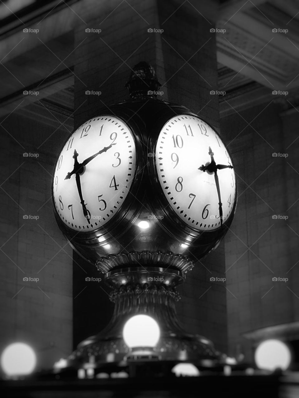 Black and white Clock inside Grand Central Terminal in New York City  