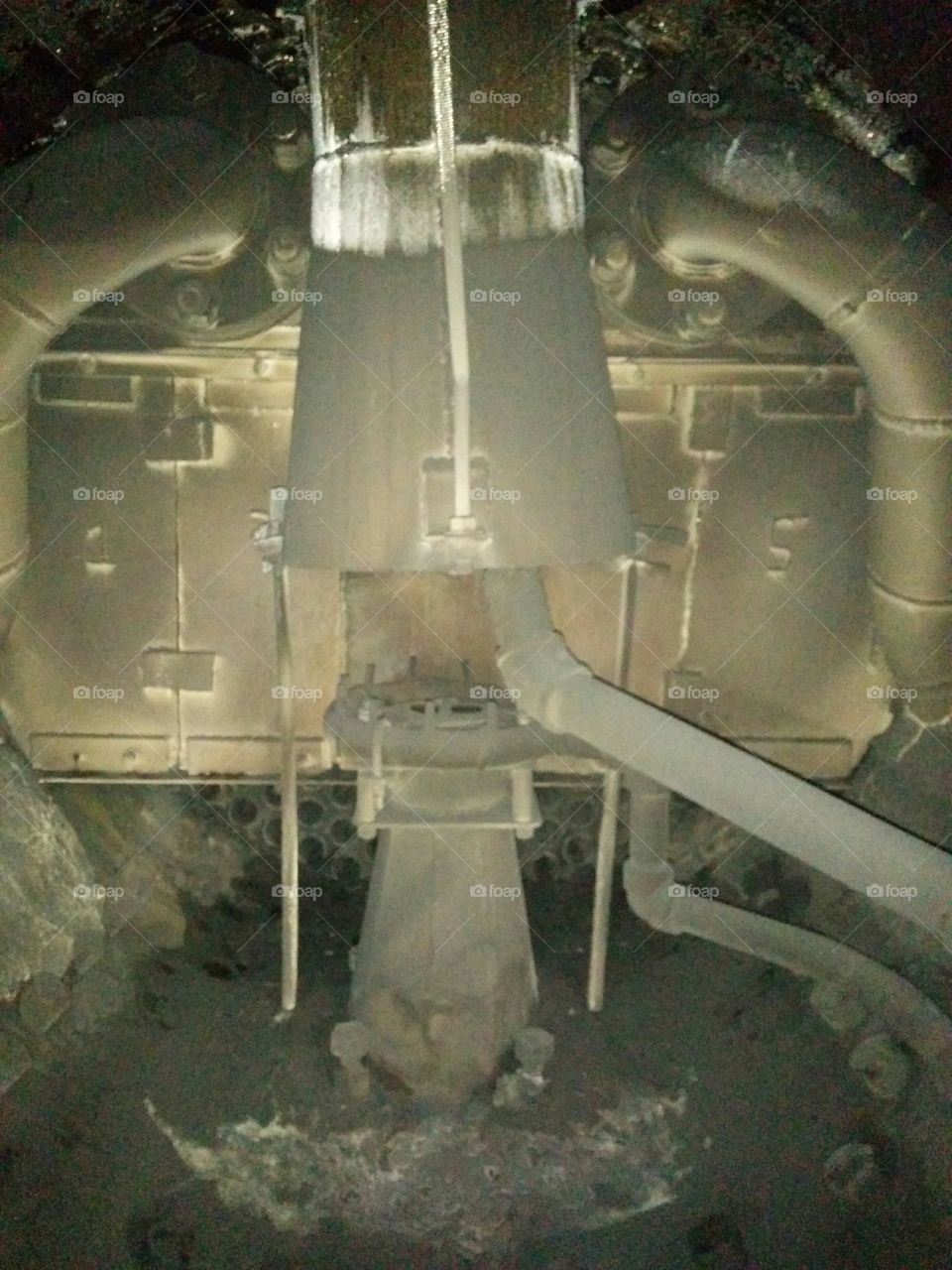 Inside the nose of the steam engine 