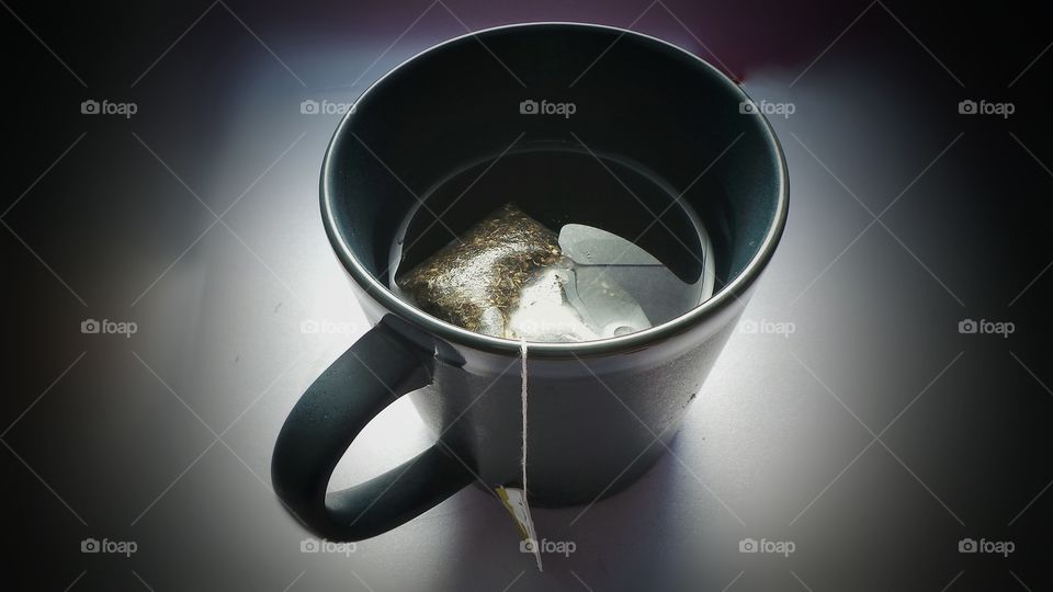 High angle view of tea cup