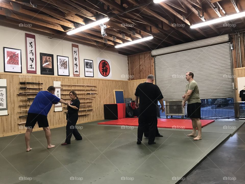 Martial arts training at the dojo.
