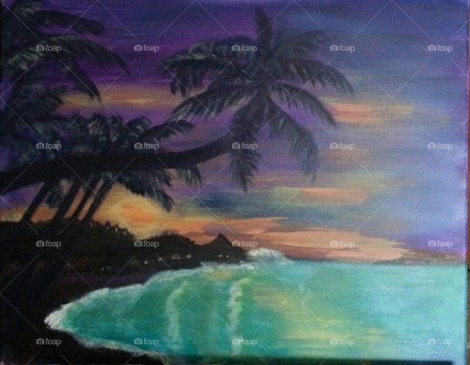 Purple sunset. A 16" x 20" Acrylic painting I just finished.
