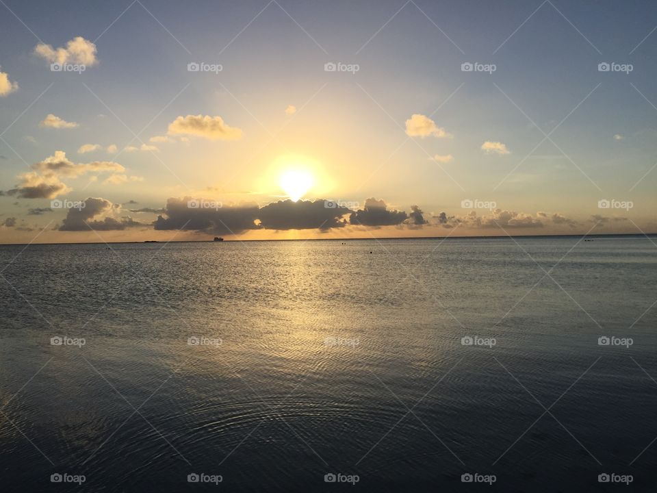 View of the ocean from Garapan, Saipan - CNMI, as the sun sets 