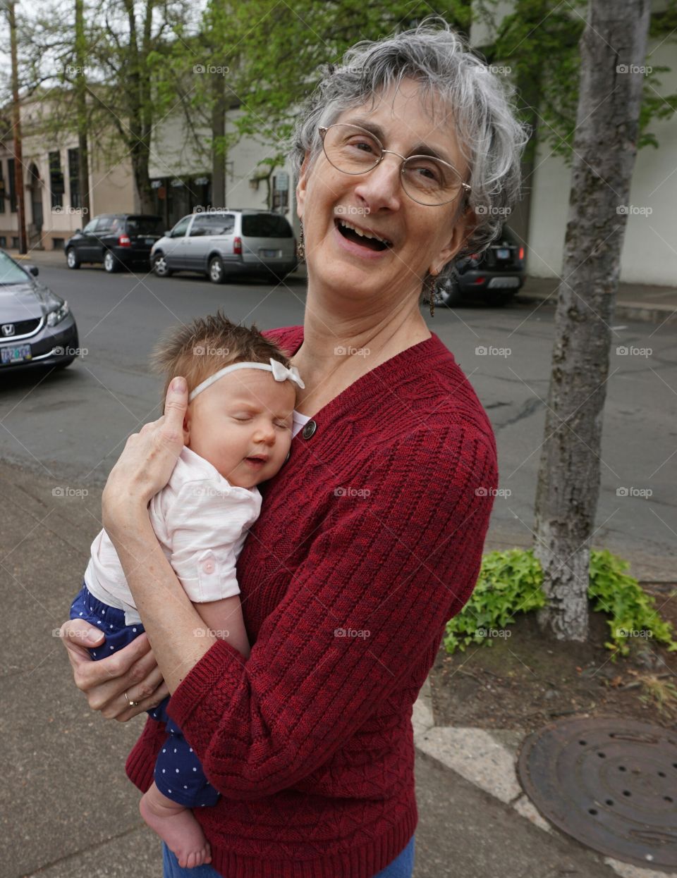 Happy grandmother with her granddaughter