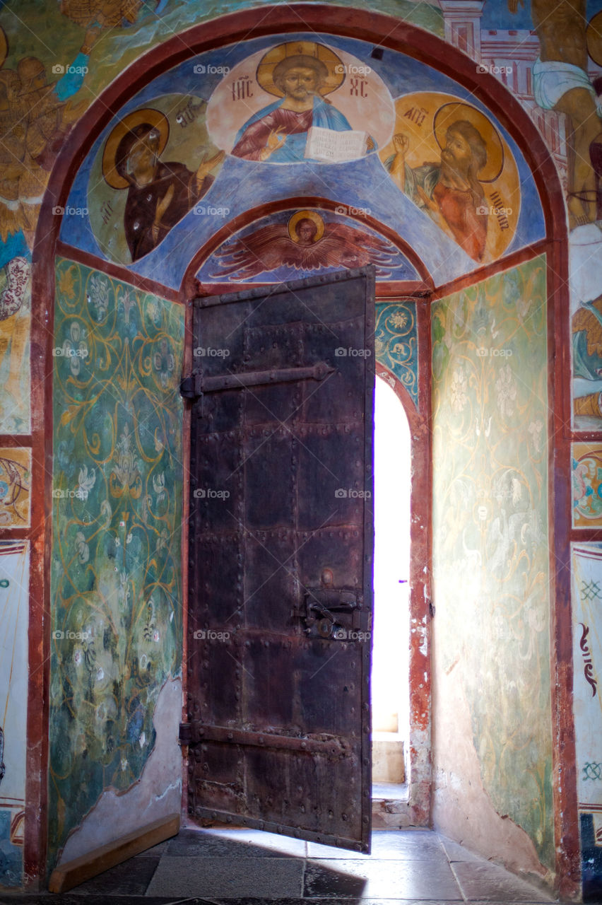 Beutiful old door in the church