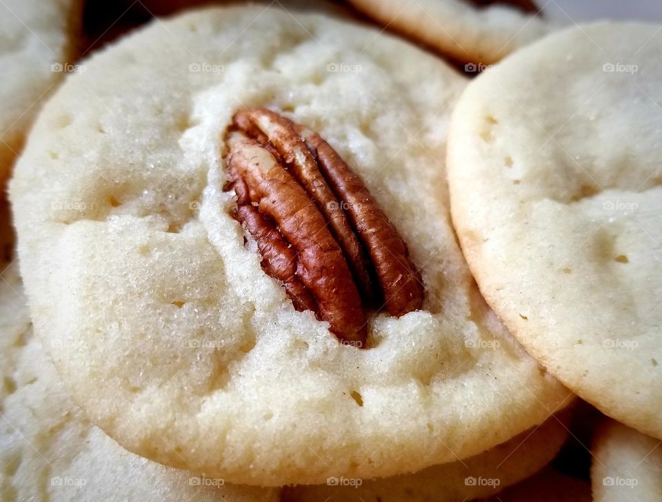 Homemade Pecan Sugar Cookies Close Up