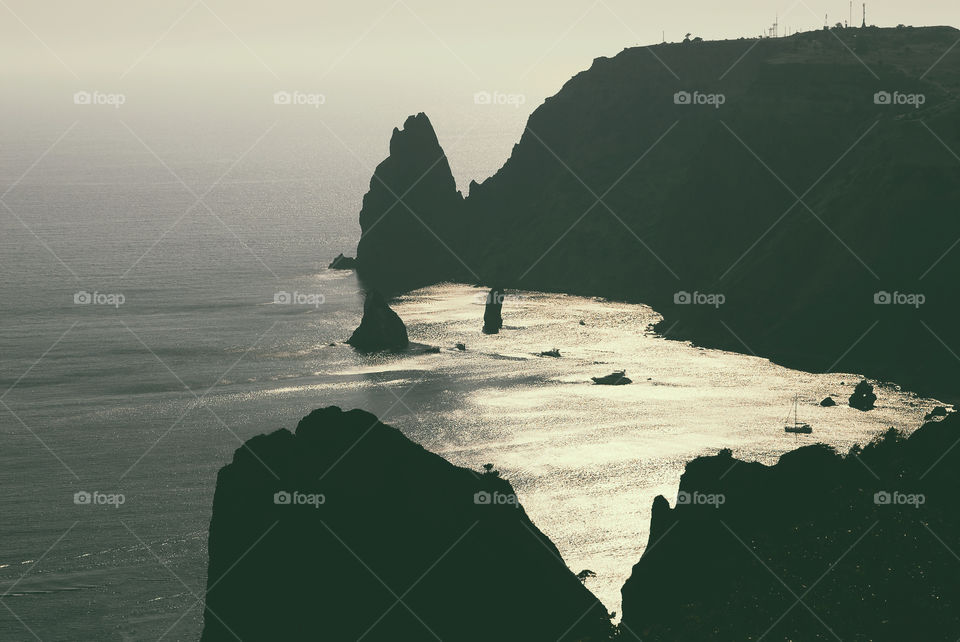 Crimean coast, sea at sunset