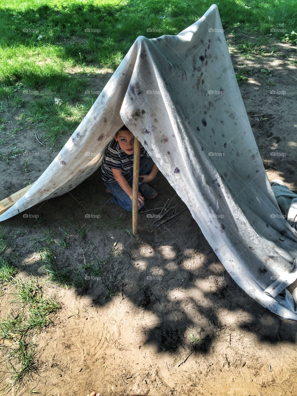 Boy inside the tent
