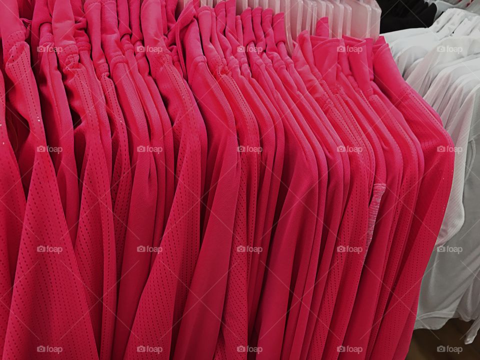 Shopping for a red blouse.