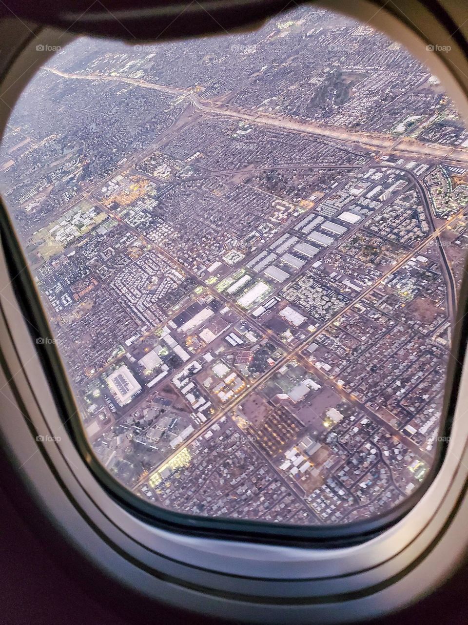 Banking above Tempe Arizona shortly after takeoff from Phoenix Sky Harbor airport
