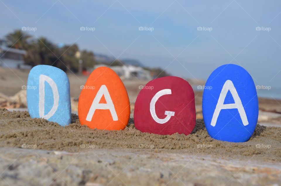 Daga, female name on colourful stones