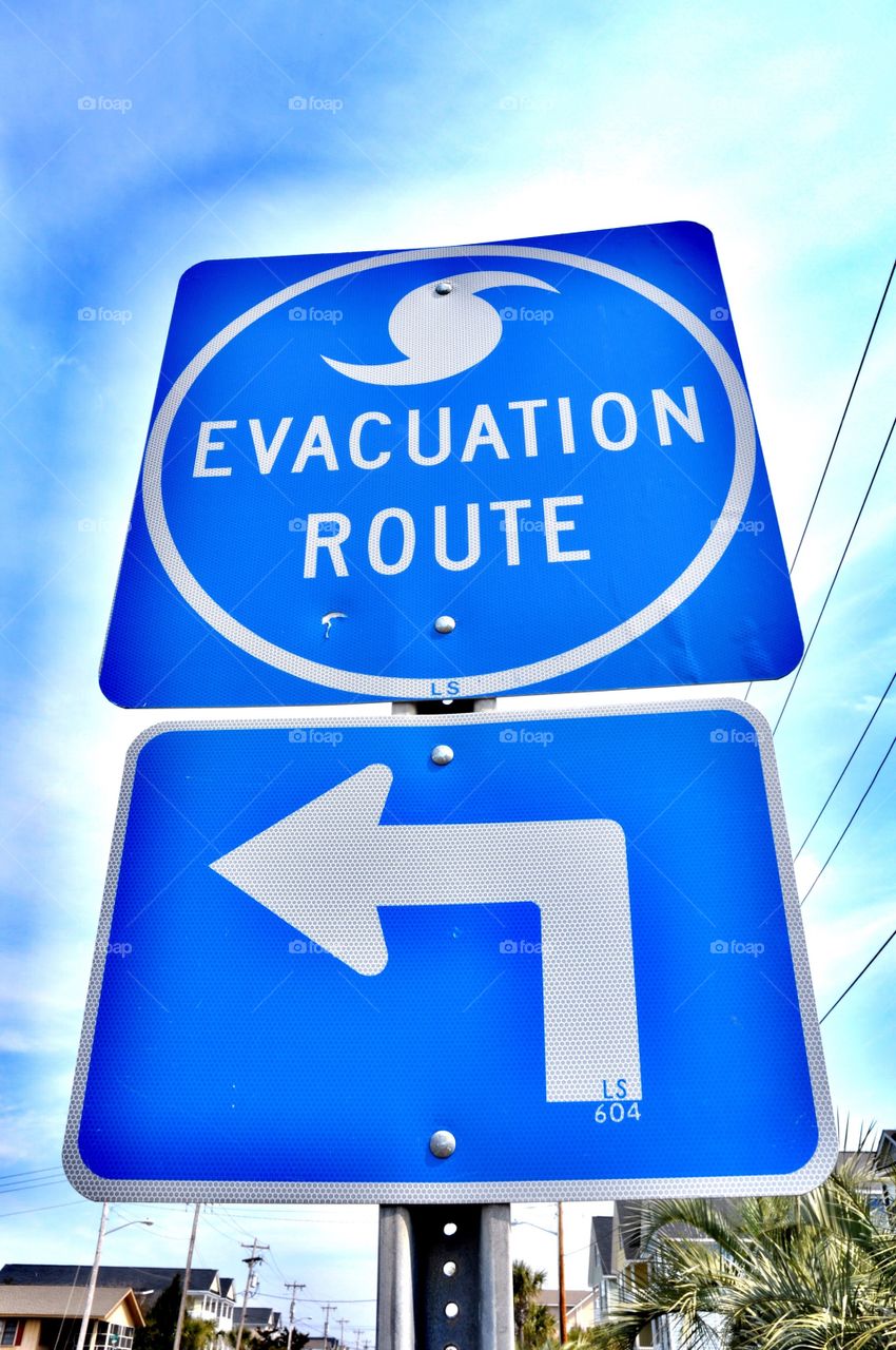 Hurricane evacuation route sign.