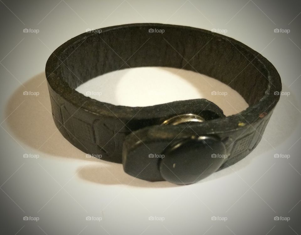 Black leather bracelet handmade 