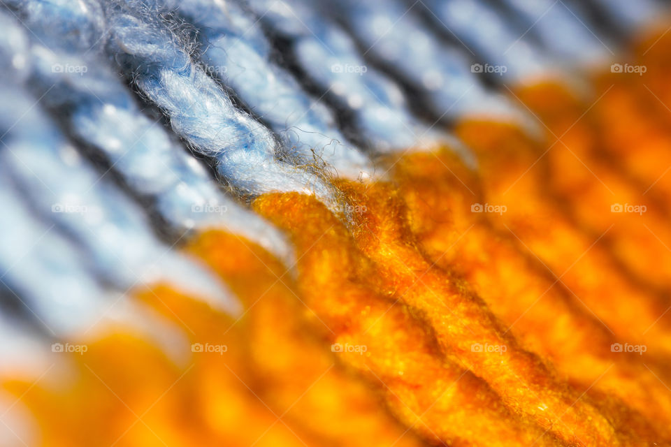 Blue And Orange Braided Wool Macro Abstract