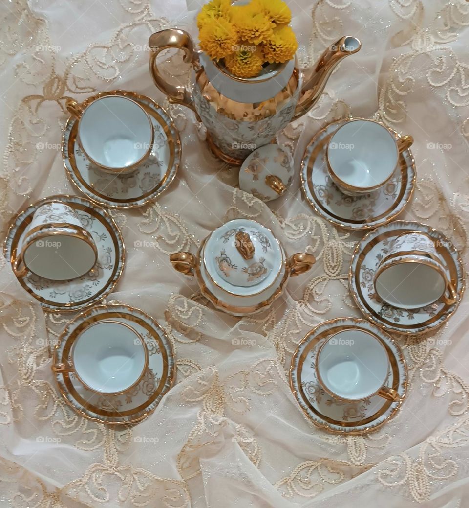 vintage porcelain tea set