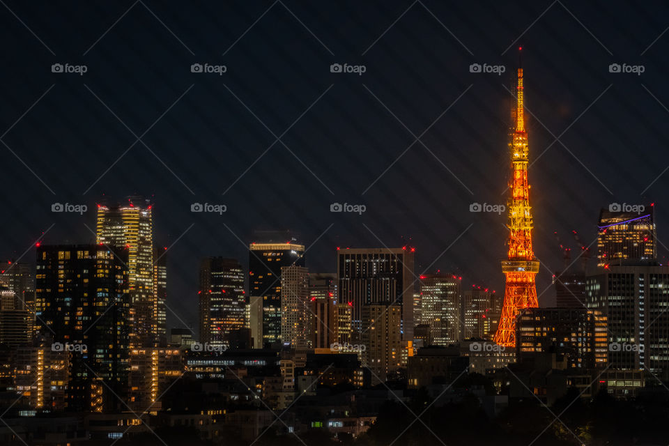 Tokyoo tower and skyscraper in the nice scene