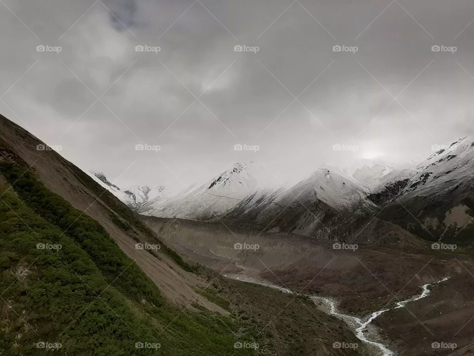 Beautiful view from on the way to Tilicho Lake in Manang, Nepal