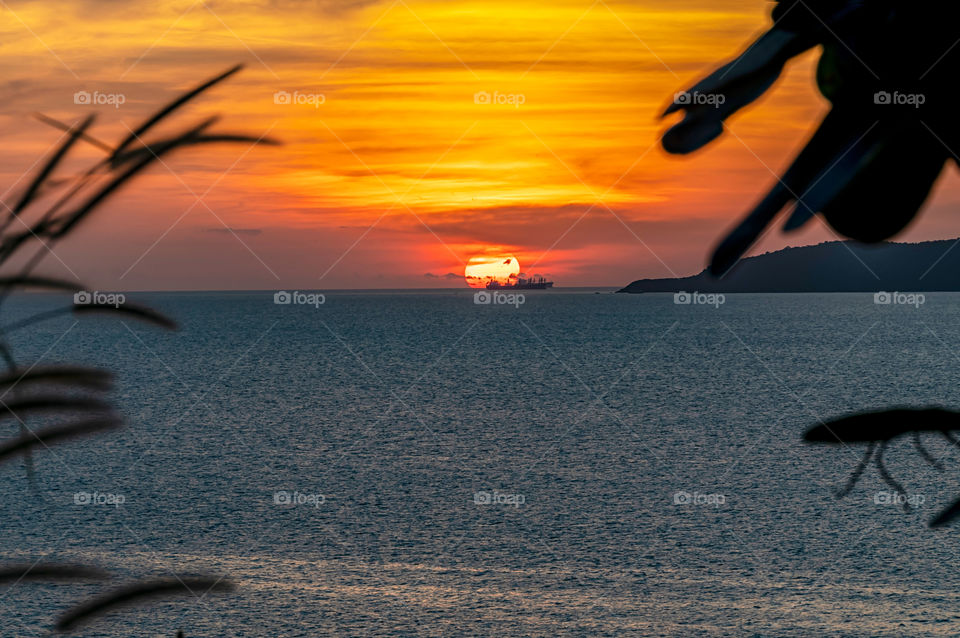 Beautiful sunset and twilight sky moment in Phattaya city Thailand