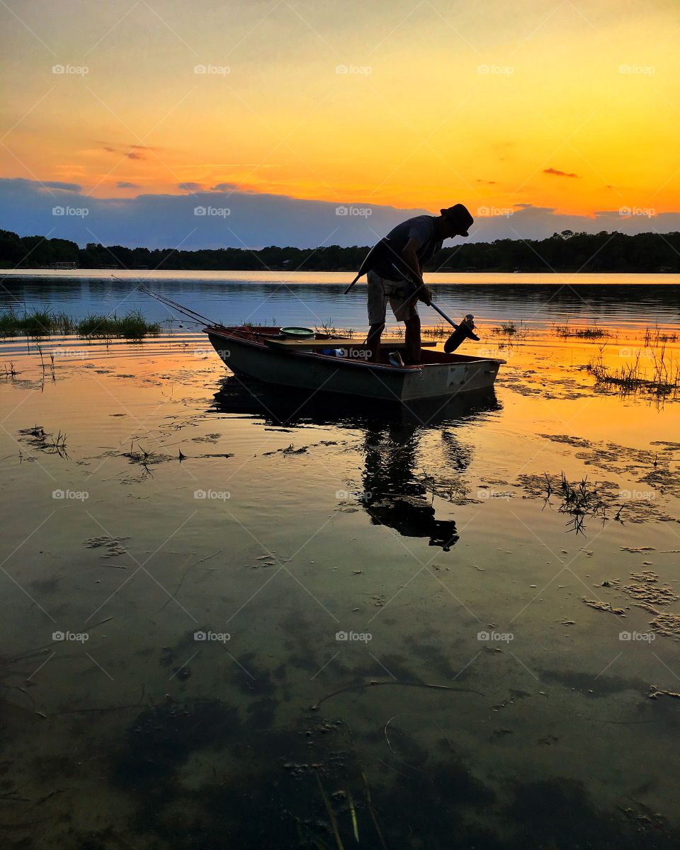 Water, Fisherman, Sunset, Canoe, Lake