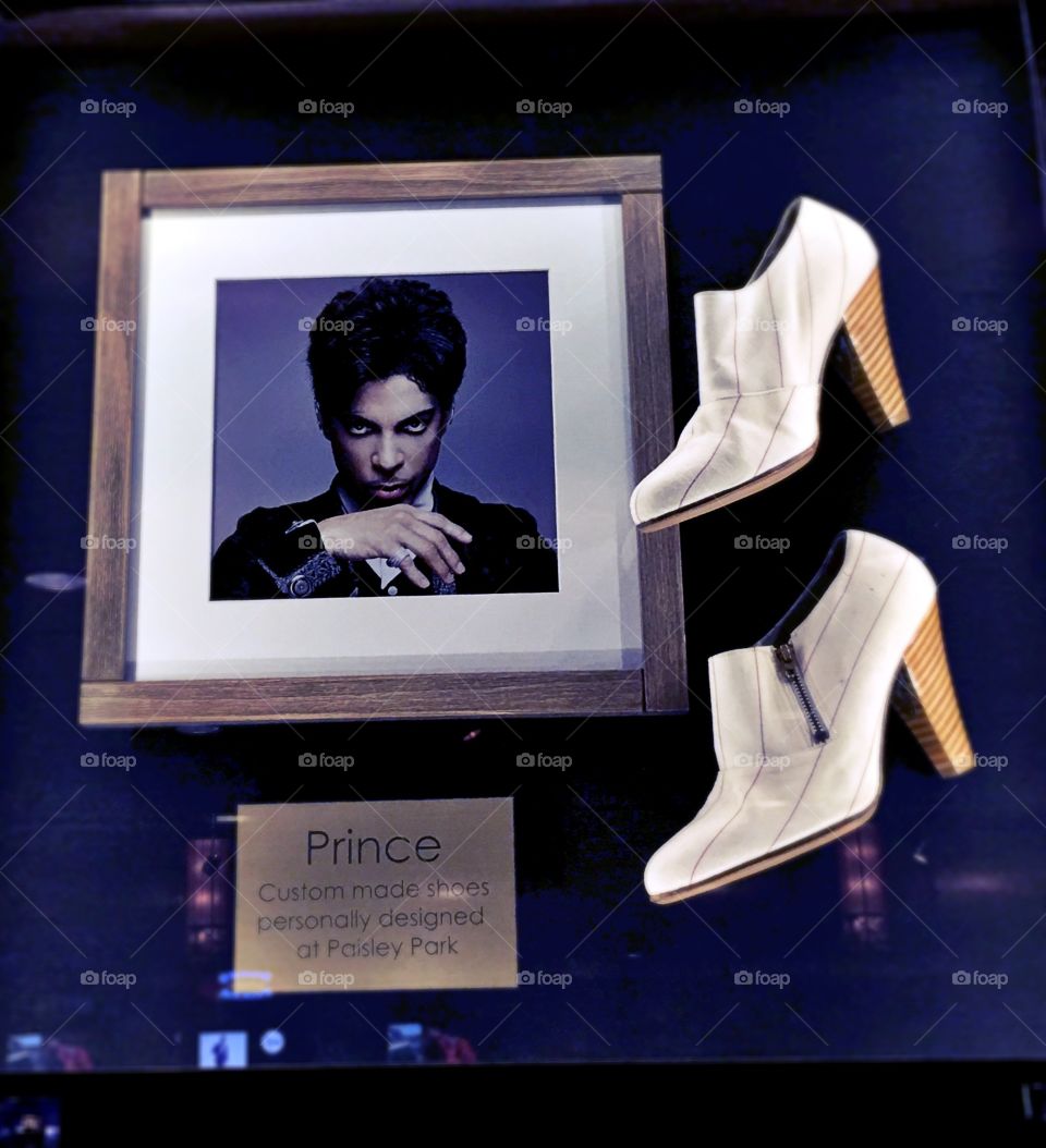 A pair of Prince's shoes on display at the Hard Rock Hotel & Casino in Las Vegas. Prince had really small feet