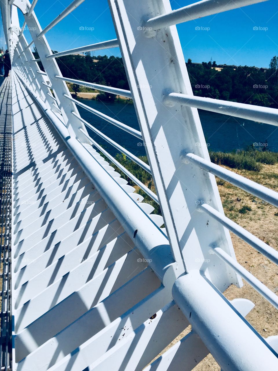 A prospective of the side railing at Sundial bridge