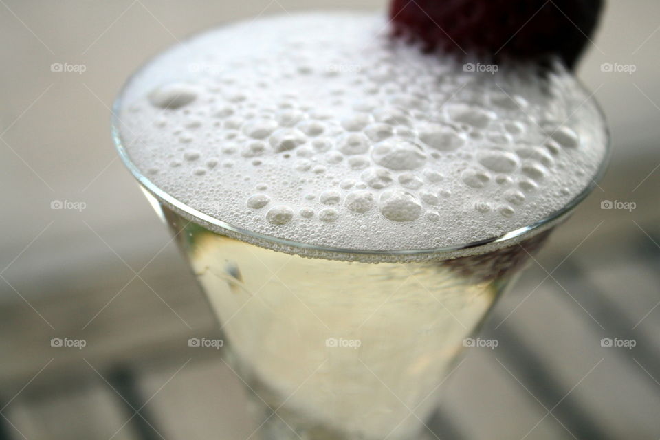 Champagne bubbles close up