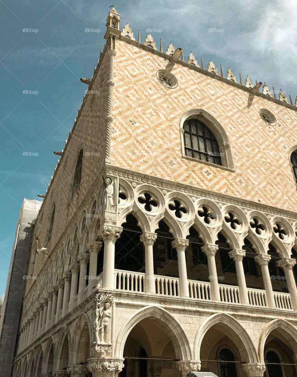 Circle elements on building in Venice Italy architecture 