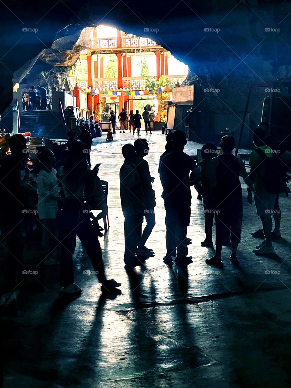 Crowd at Chinese Cave Temple