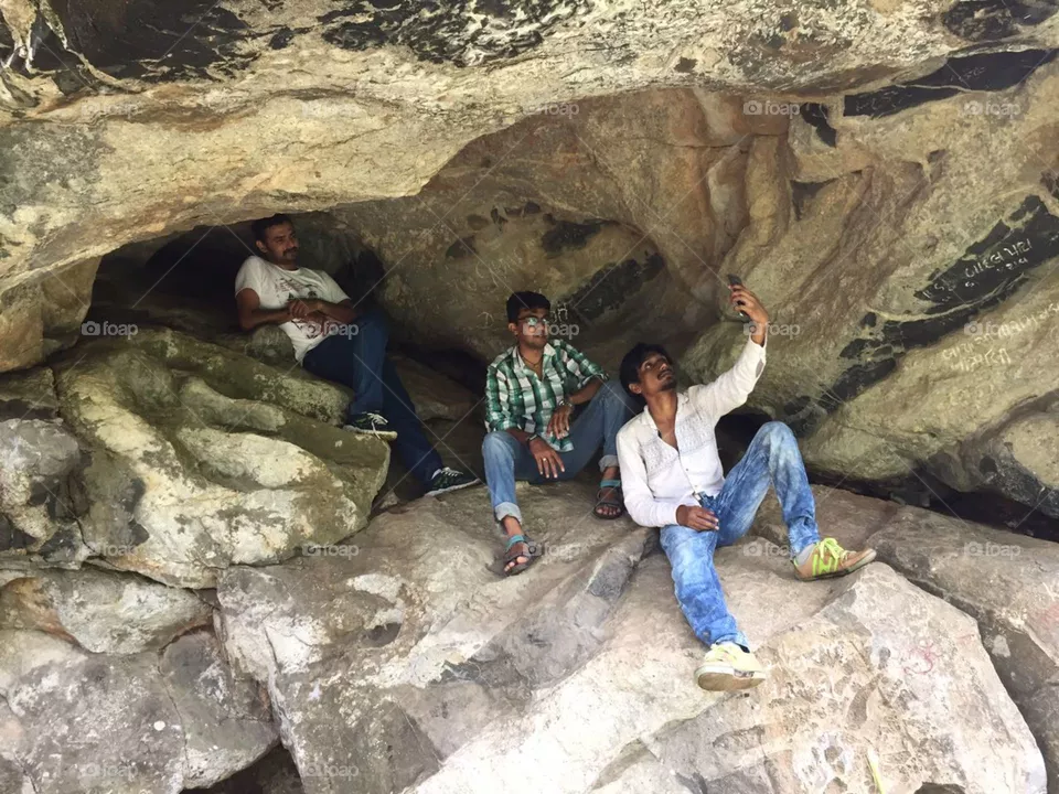 beautiful cave selfie with friends