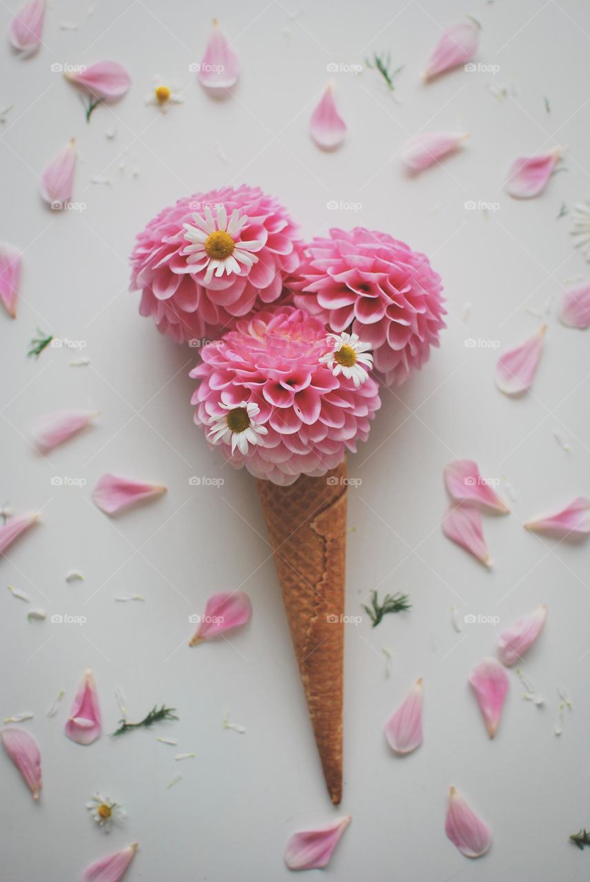 Dahlia flower icecream cone