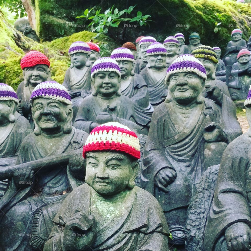 Peace and hats. I was looking for peace and found it in Miyajima near Hiroshima in Japan. Beautiful place.