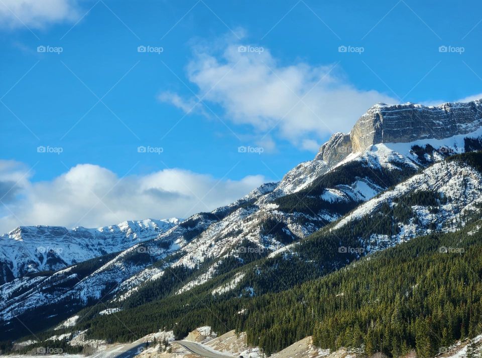 Snow capped mountain portrait