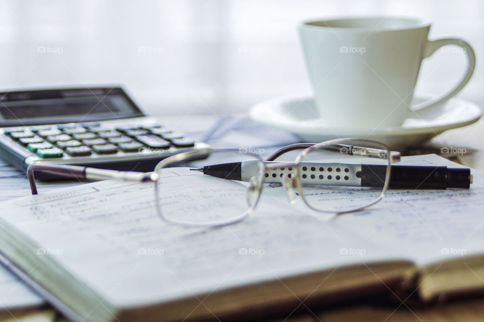 Tax season. Financial documents are spread out on the table