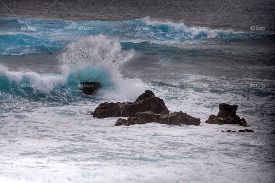 storm on the atlantic ocean on lanzarote canary island in spain