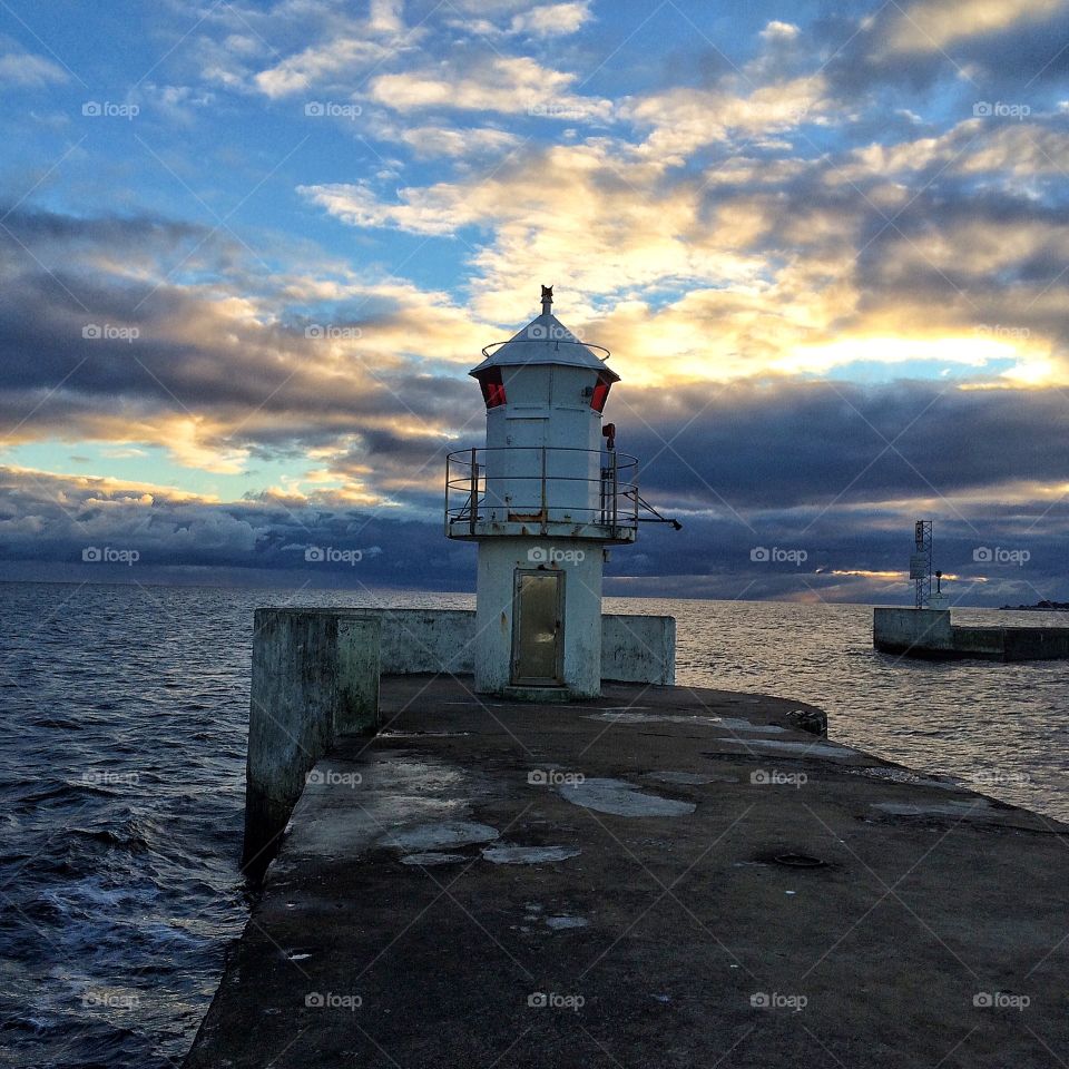 Lighthouse in vivid sky