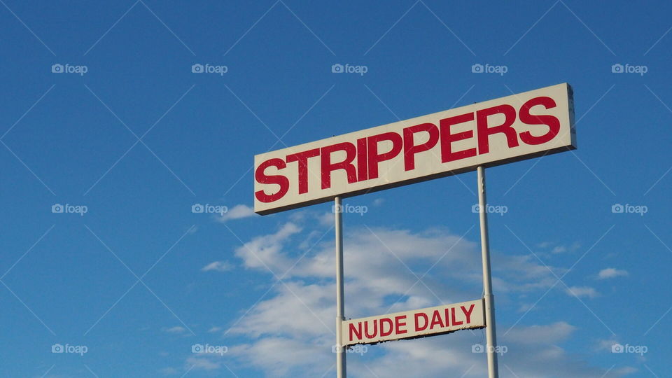 Strip club sign. Strippers sign announcing nude good girls pole dancers