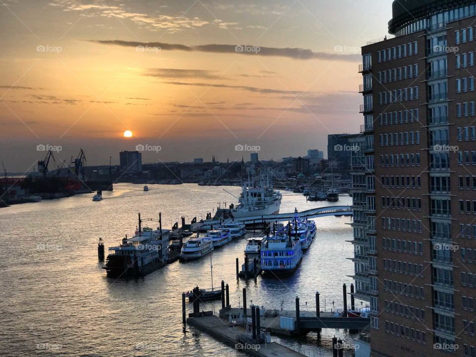 Watch the sunset on the Elbe River