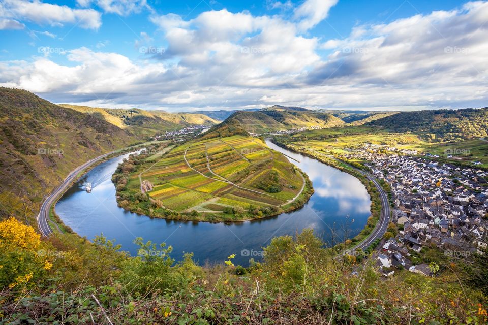 Moselle river loop Calmont and vineyards  Germany 