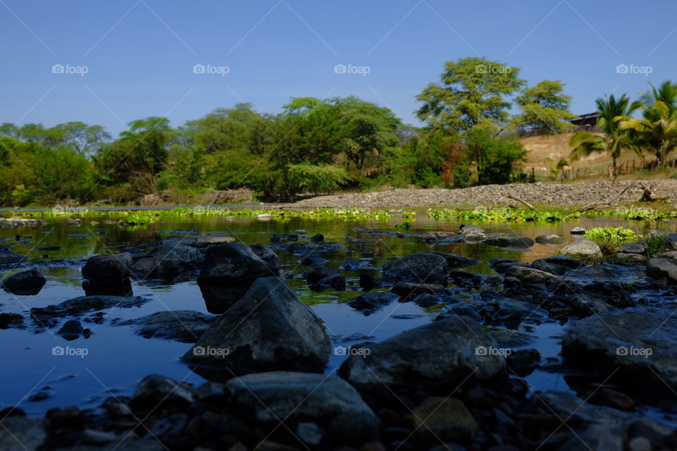 River in shadow during the day