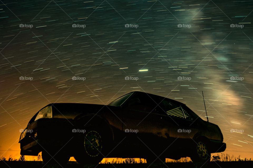 Car under stars