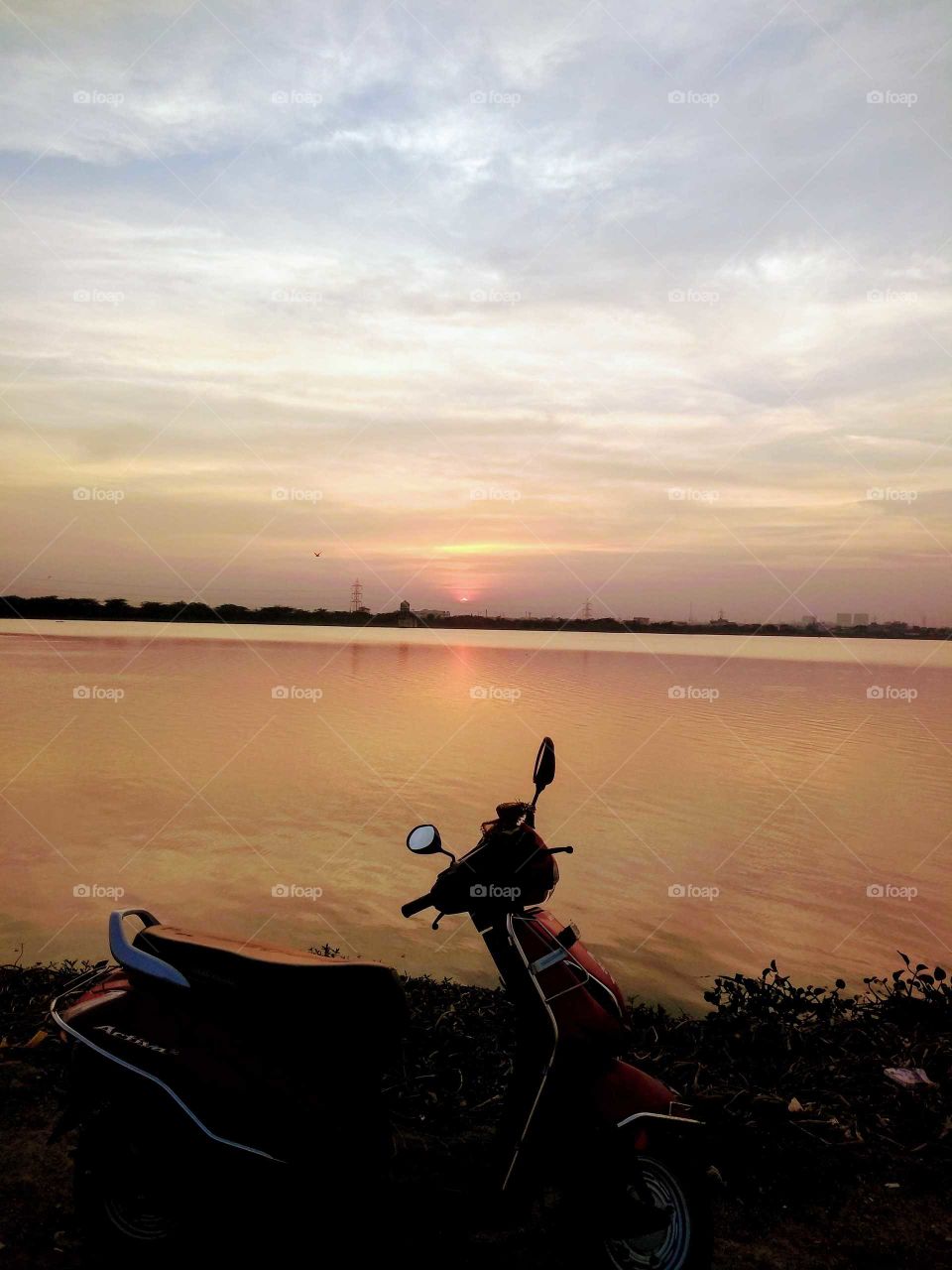 Sunset near lake
