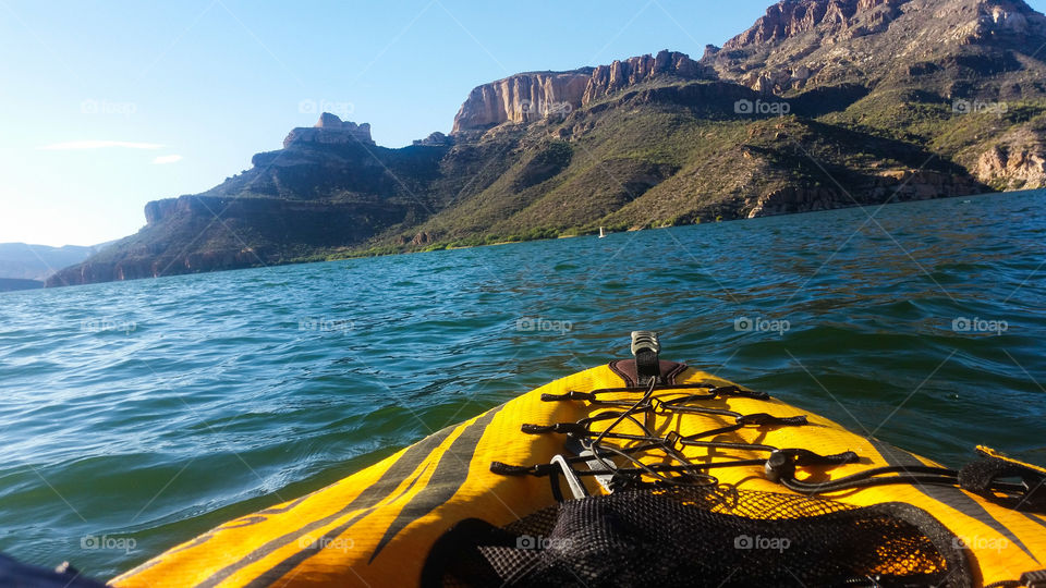 Kayaking around Apache Lake, AZ