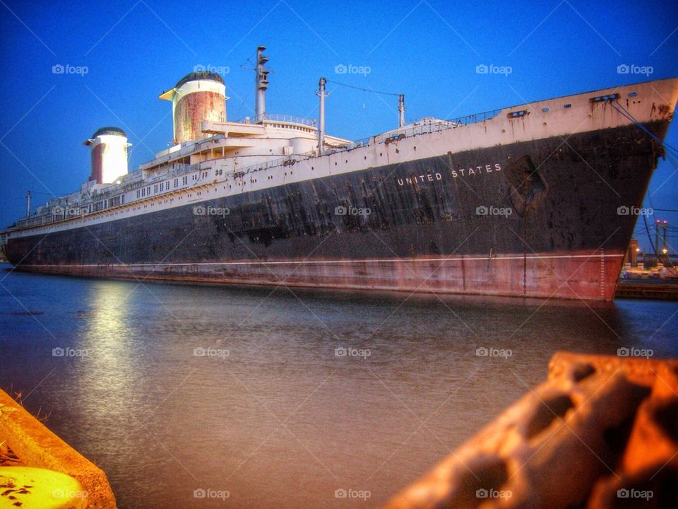 SS United States illuminated