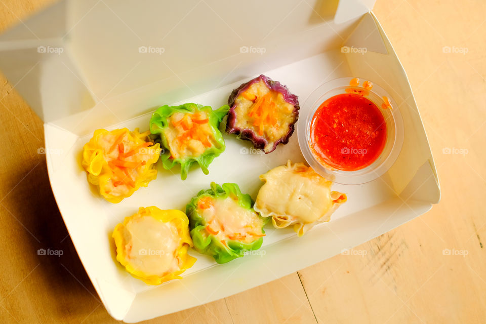 colorful dim sum on the table