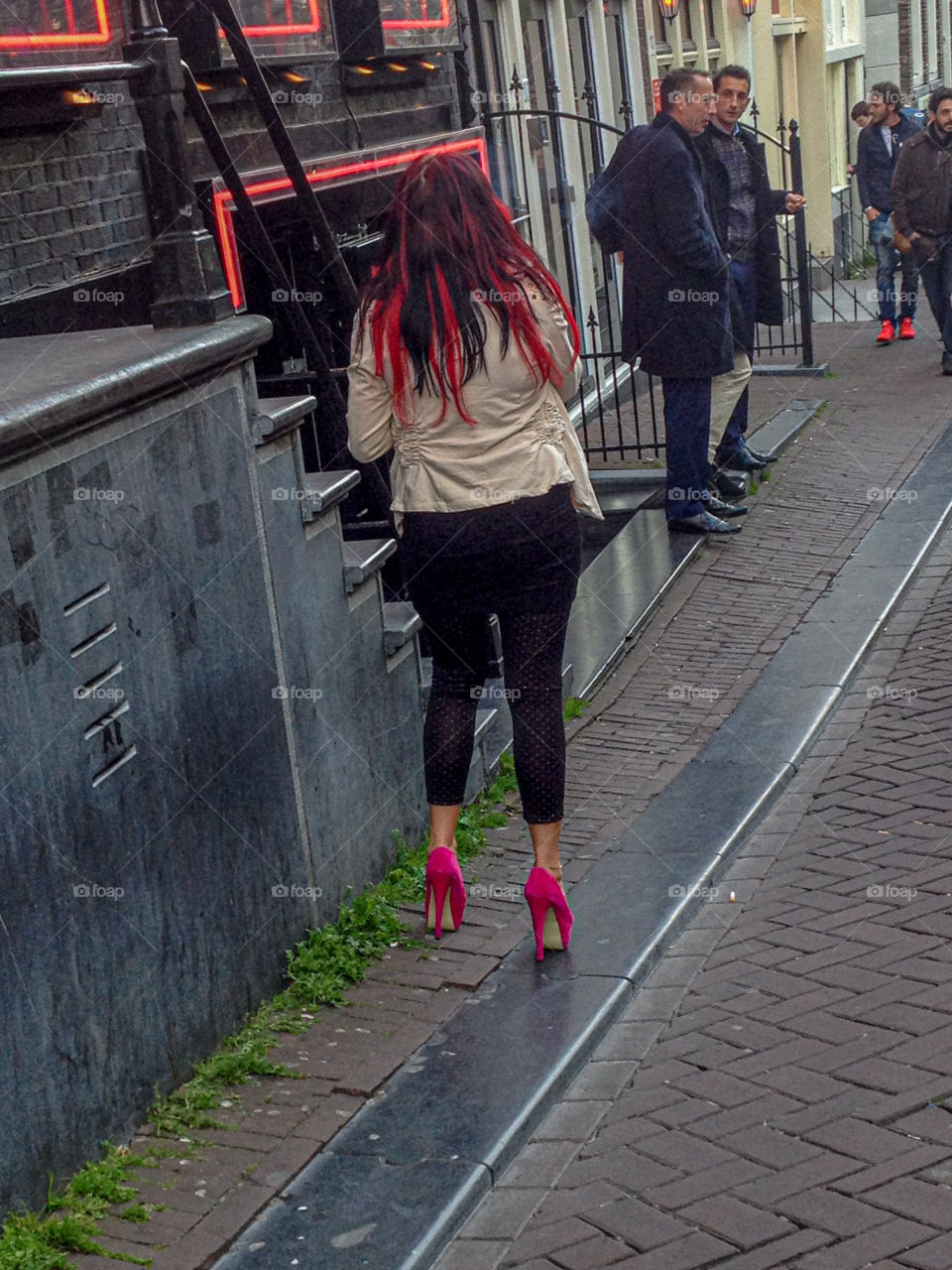 Worker in red light district
